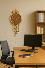 Compas Luxury Golden Grid Wall Clock – Modern Wood & Metal Design - Image 4