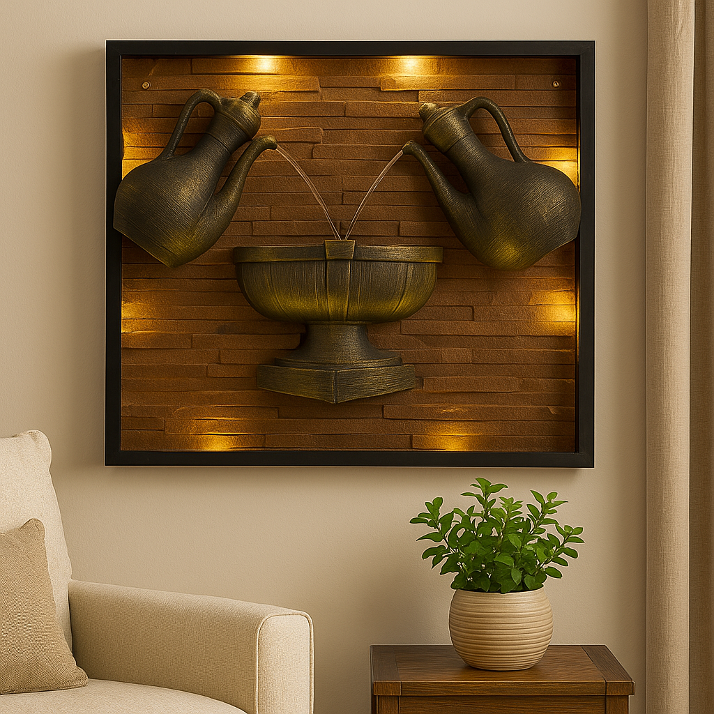 Elegant Wall-Mounted Dual Jug Water Fountain with LED Lighting(3) Elegant Wall-Mounted Dual Jug Water Fountain with LED Lighting - Image 5