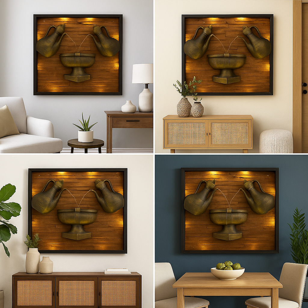 Elegant Wall-Mounted Dual Jug Water Fountain with LED Lighting(4) Elegant Wall-Mounted Dual Jug Water Fountain with LED Lighting - Image 4