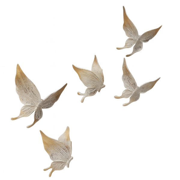 Luxury 3D Butterfly Wall Hanging Set – Golden & White Decorative Art