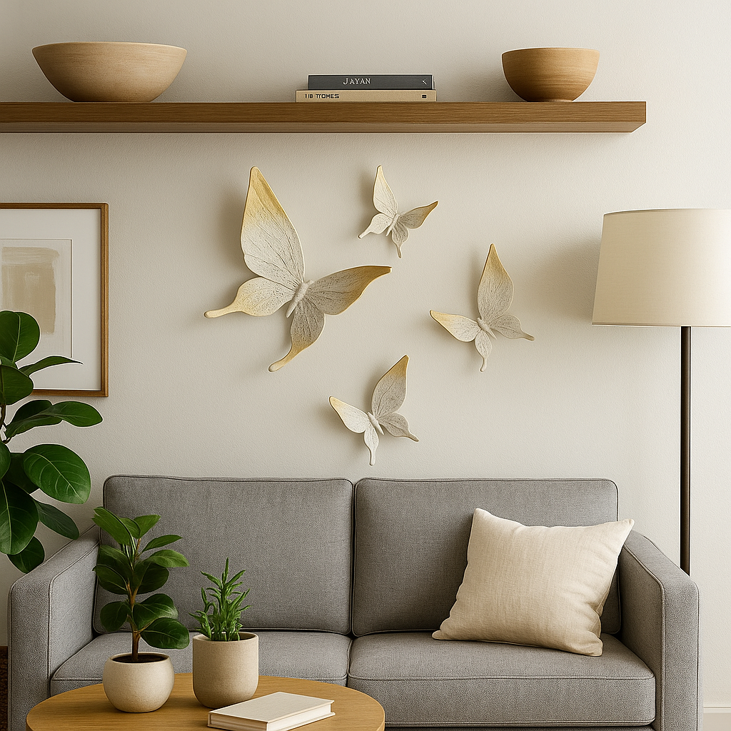 Luxury 3D Butterfly Wall Hanging Set – Golden & White Decorative Art(3) Luxury 3D Butterfly Wall Hanging Set – Golden & White Decorative Art - Image 5