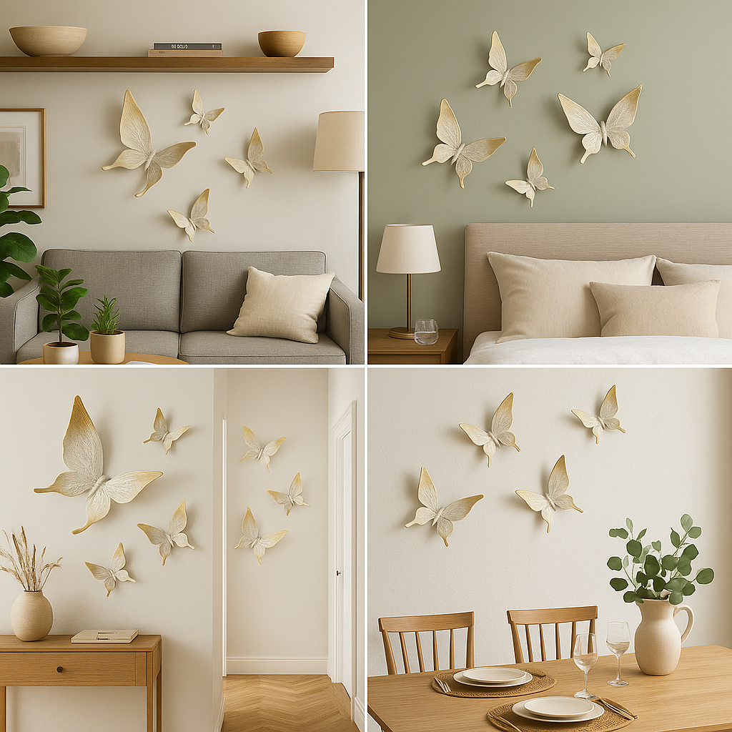 Luxury 3D Butterfly Wall Hanging Set – Golden & White Decorative Art(4) Luxury 3D Butterfly Wall Hanging Set – Golden & White Decorative Art - Image 4