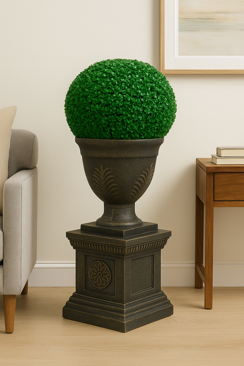 Luxury Artificial Topiary Ball Plant with Ornate Urn Pot – Indoor & Outdoor Decorative Greenery(4) Luxury Artificial Topiary Ball Plant with Ornate Urn Pot – Indoor & Outdoor Decorative Greenery - Image 4