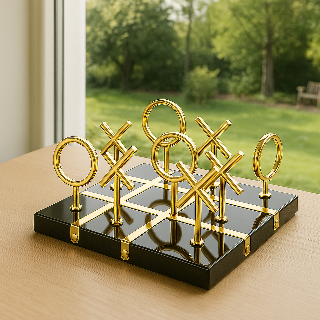 Luxury Gold & Black Tic-Tac-Toe Set – Modern Decorative Game Piece(7) Luxury Gold & Black-White Tic-Tac-Toe Set – Modern Decorative Game Piece - Image 6