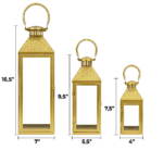 Luxury Gold Decorative Lantern Set (3 Pieces) – Modern Glass & Metal Candle Holders - Image 4