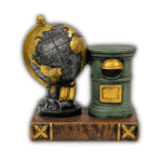 Vintage Globe & Post Box Decorative Fiber Ornament