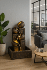 Golden Elegance Cascading Pots Indoor Water Fountain with LED Lights - Image 2