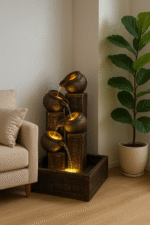 Golden Elegance Cascading Pots Indoor Water Fountain with LED Lights - Image 6