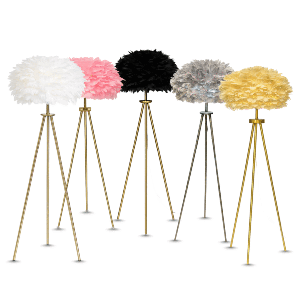 Luxury Feather Tripod Floor Lamp – Multiple Colors