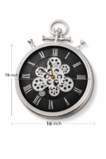 Silver Gear Wall Clock – Premium Roman Numeral Mechanical Wall Clock - Image 4