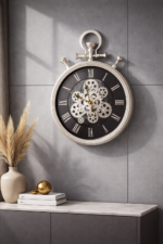 Silver Gear Wall Clock – Premium Roman Numeral Mechanical Wall Clock - Image 5
