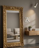 Luxury Baroque Full-Length Gold Fiber Mirror | Ornate Antique-Style Standing Mirror for Living Room & Bedroom - Image 2
