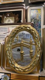 Premium 3D Kaaba Sharif & Masjid Al-Haram Oval Wall Art – Gold & Silver – 30 × 41 Inch - Image 4