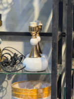 Luxury Gold & White Table Lamp with Fabric Shade – Modern Bedside & Living Room Lamp - Image 3