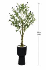 6FT Premium Artificial Olive Tree with Black Pedestal Planter – 72 Inches - Image 4