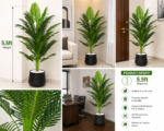 5.5 Feet Artificial Palm Plant with Pot Tall Realistic Tropical Floor Plant for Home & Office Decor - Image 2