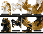 Royal Rearing Horse Sculpture – Black & White with Gold | 17 Inch - Image 2