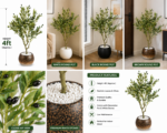 4ft Artificial Olive Tree Plant Realistic Faux Olive Tree with Decorative Pot for Home & Office - Image 6