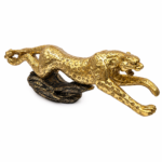 Luxury Golden Leaping Leopard - Cheetah Sculpture – 38 Inch Home & Office Decor - Image 3