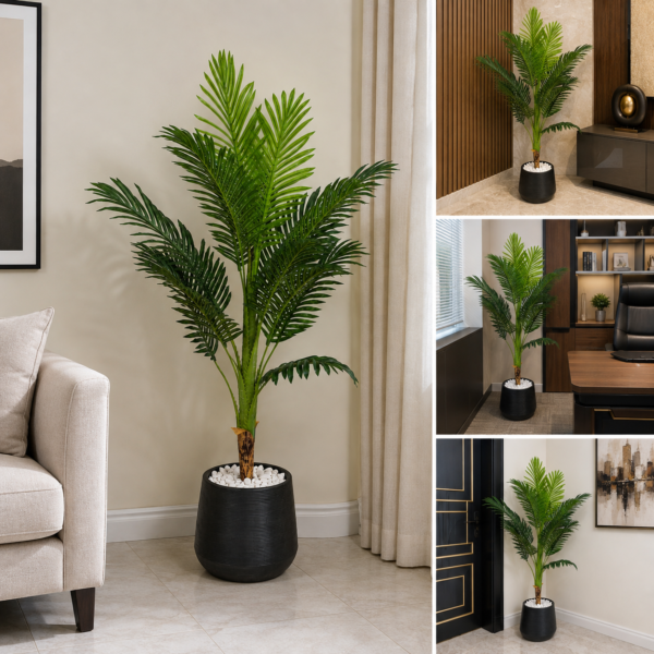 4.5 Feet Artificial Palm Plant with Pot |Realistic Tropical Floor Plant for Home & Office Décor