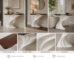Premium Wave Sculpted Fiber Console Table – 48 Inch Modern Decorative Console - Image 2