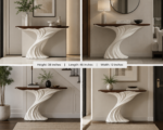 Premium Wave Sculpted Fiber Console Table – 48 Inch Modern Decorative Console - Image 3