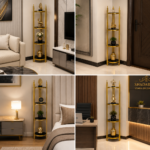 Luxury Golden 4-Tier Corner Display Stand with Glass Shelves. - Image 3