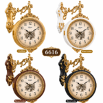 Vintage Double-Sided Hanging Wall Clock – European Style Decorative Clock