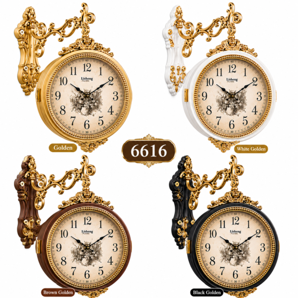 Vintage Double-Sided Hanging Wall Clock – European Style Decorative Clock