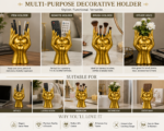 Creative Face & Hands Decorative Organizer | Multi-Purpose Pen, Remote & Makeup Brush Holder – Gold, White & Black - Image 4
