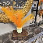 Mini Decorative Feather Pot with Artificial Pampas – Plastic Tabletop Ornament for Home & Office Décor - Image 6