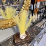 Mini Decorative Feather Pot with Artificial Pampas – Plastic Tabletop Ornament for Home & Office Décor - Image 4