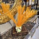 Mini Decorative Feather Pot with Artificial Pampas – Plastic Tabletop Ornament for Home & Office Décor - Image 3