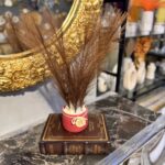 Mini Decorative Feather Pot with Artificial Pampas – Plastic Tabletop Ornament for Home & Office Décor - Image 2