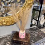 Mini Decorative Feather Pot with Artificial Pampas – Plastic Tabletop Ornament for Home & Office Décor