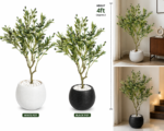 4ft Artificial Olive Tree Plant Realistic Faux Olive Tree with Decorative Pot for Home & Office - Image 4