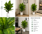 4 Feet Artificial Dieffenbachia Plant with Pot Realistic Large Green Floor Plant for Home & Office Décor - Image 2