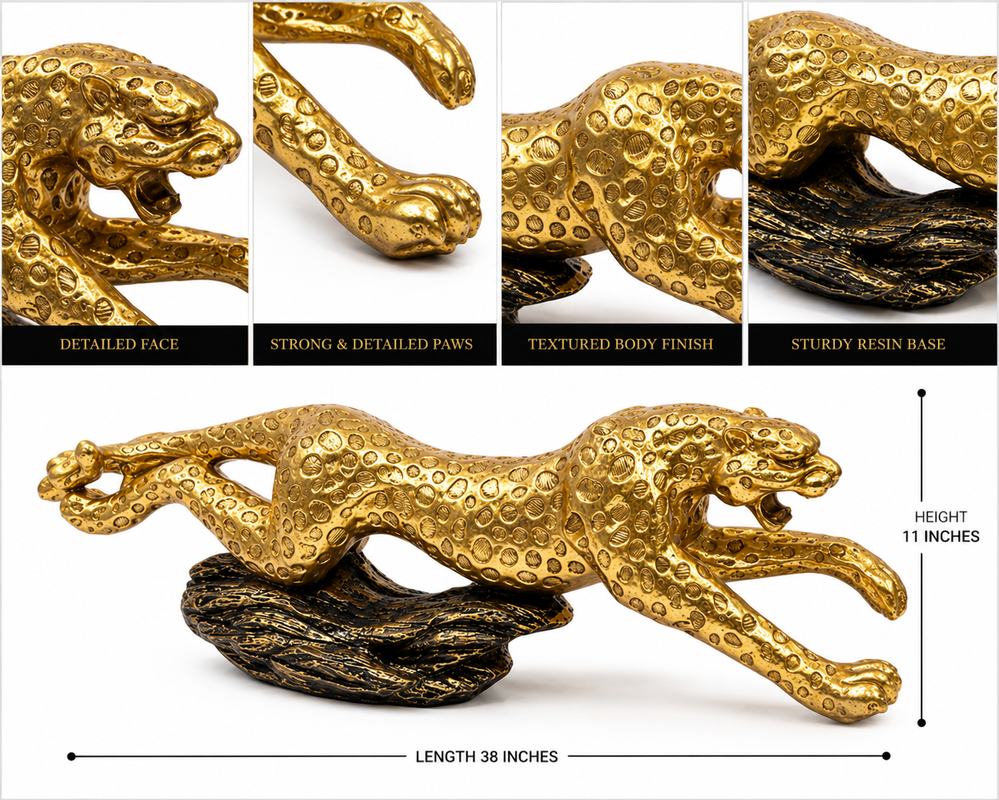 b7ab057a-6dc1-422f-ab7f-90d1229f0f84 Luxury Golden Leaping Leopard - Cheetah Sculpture – 38 Inch Home & Office Decor - Image 1