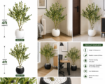 4ft Artificial Olive Tree Plant Realistic Faux Olive Tree with Decorative Pot for Home & Office - Image 2
