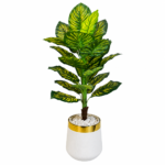 4ft Artificial Dieffenbachia Plant Realistic Variegated Indoor Floor Plant with Pot - Image 3