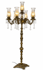 Luxury Victorian Floor Chandelier with Crystal Drops | Antique Gold Multi-Light Standing Candelabra Lamp