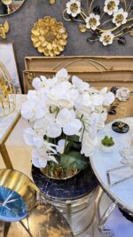 Premium Artificial Phalaenopsis Orchid Flower Arrangement with Golden Pot | Luxury Faux Floral Décor for Home & Office - Image 3