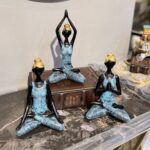 Set of 3 Yoga Lady Figurines – Meditation & Namaste Fiber Resin Sculptures for Home & Office Décor