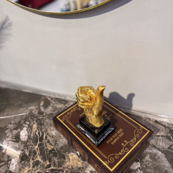Golden Hand Gesture Decorative Showpiece – Luxury Fiber Resin Tabletop Sculpture for Home & Office Décor