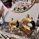 Luxury Abstract Ring Sculpture – Gold & Black Fiber Resin Decorative Ornaments for Home & Office