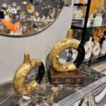 Luxury Abstract Ring Sculpture – Gold & Black Fiber Resin Decorative Ornaments for Home & Office - Image 2