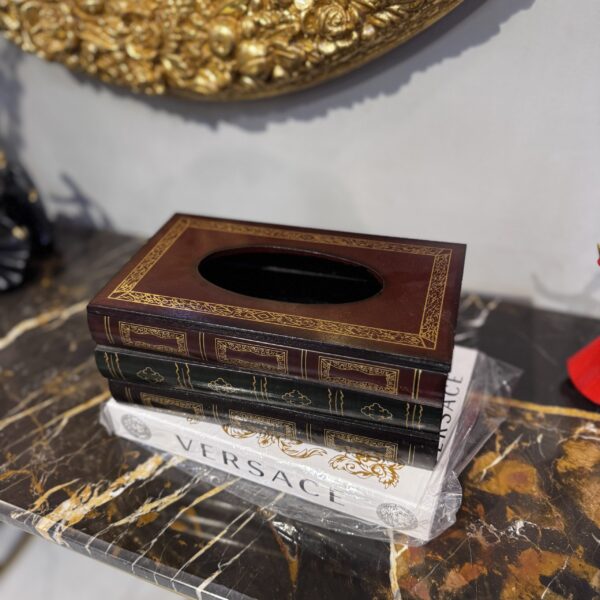 Vintage Book Style Tissue Box Holder – Luxury Decorative Wooden Tissue Cover for Home & Office