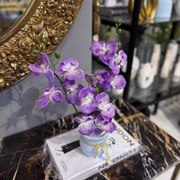 Artificial Phalaenopsis Orchid Flower Arrangement with Pot | Pink & Purple Tabletop Home Décor