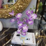 Artificial Phalaenopsis Orchid Flower Arrangement with Pot | Pink & Purple Tabletop Home Décor - Image 2