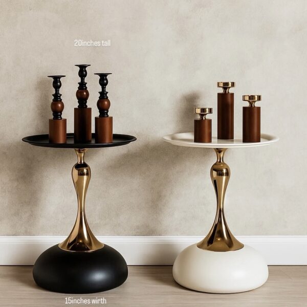 Modern Black and White Decorative Side Table with Gold Accent  Elegant Minimalist Design